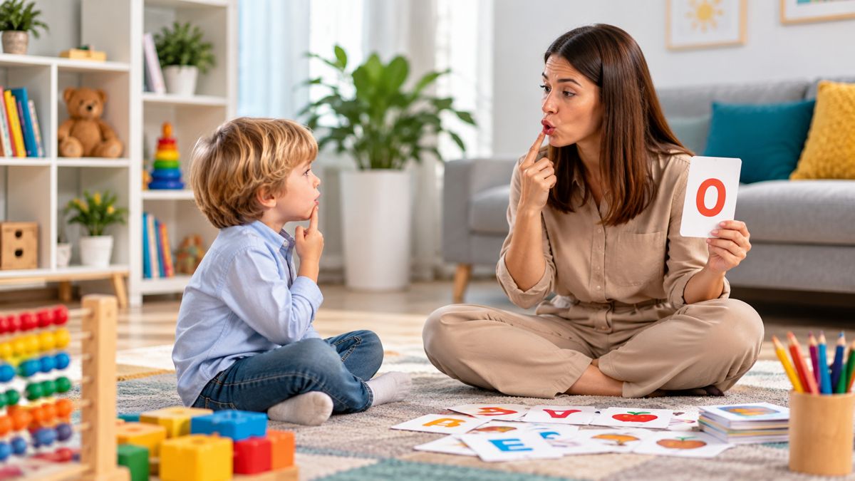 Child developing communication skills during a speech therapy session